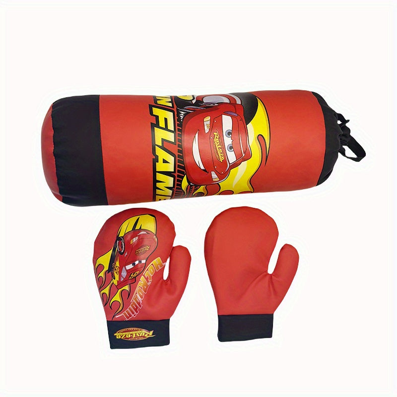 Disney Lightning Mcqueen Boxing Bag Toy Set with Gloves, a Cool
