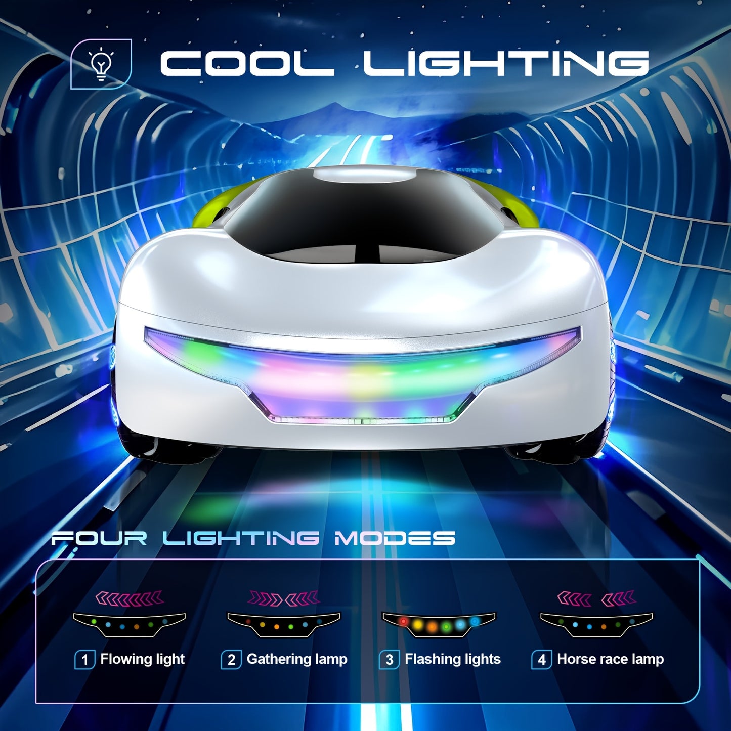 2.4GHz Wireless Gesture Control Drift Car with LED Lights & Music, 360° Rotating & Lateral Drift, USB Rechargeable Battery-Powered Remote Control Toy Car for Boys &