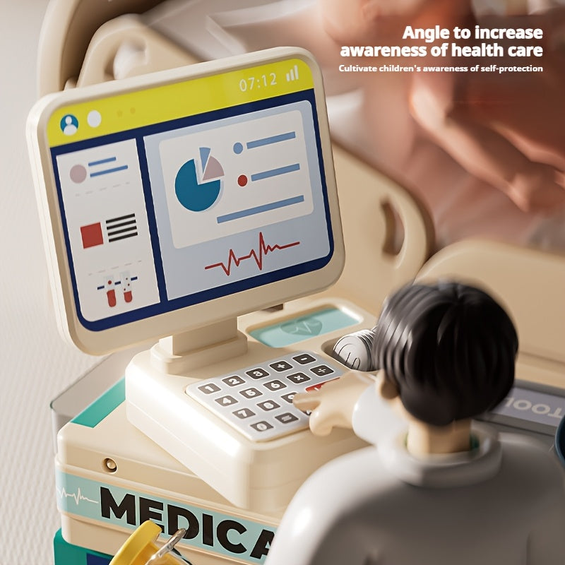 Kids' Doctor Simulation Medical Examination Table Toy, Electric Light Simulation, with Light Sound, for 3 Years Old and Above