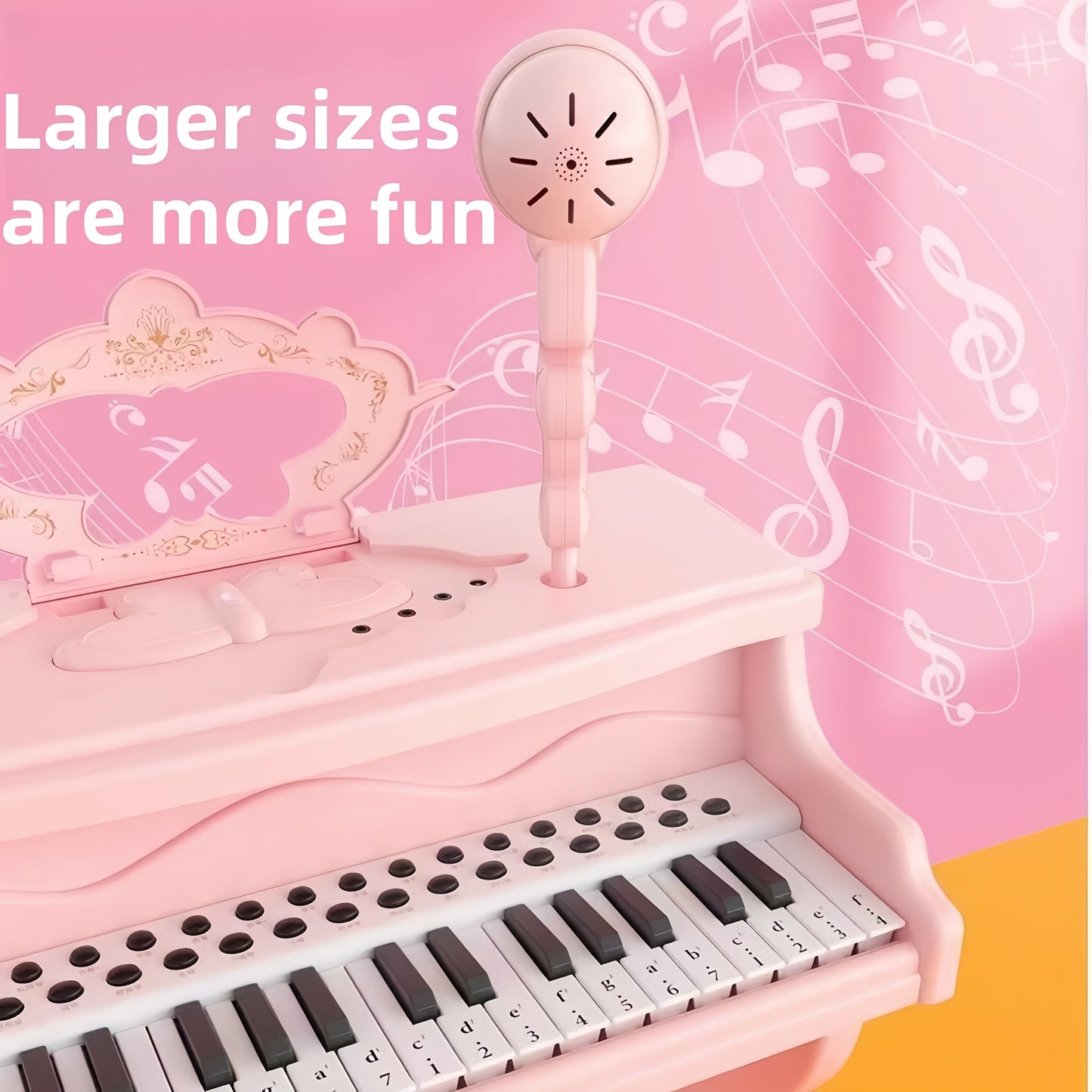 1pc Pink Electronic Piano for Youngsters, Multifunctional Musical Instrument with Microphone, Battery Powered ABS Material, Ideal Gift for Boys and Girls