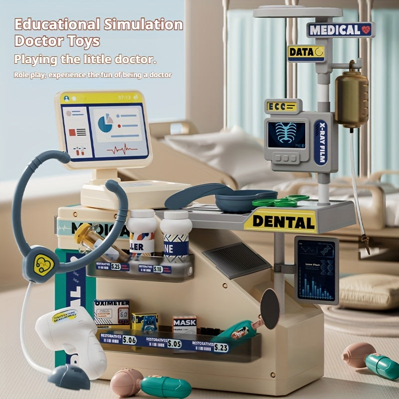 Kids' Doctor Simulation Medical Examination Table Toy, Electric Light Simulation, with Light Sound, for 3 Years Old and Above