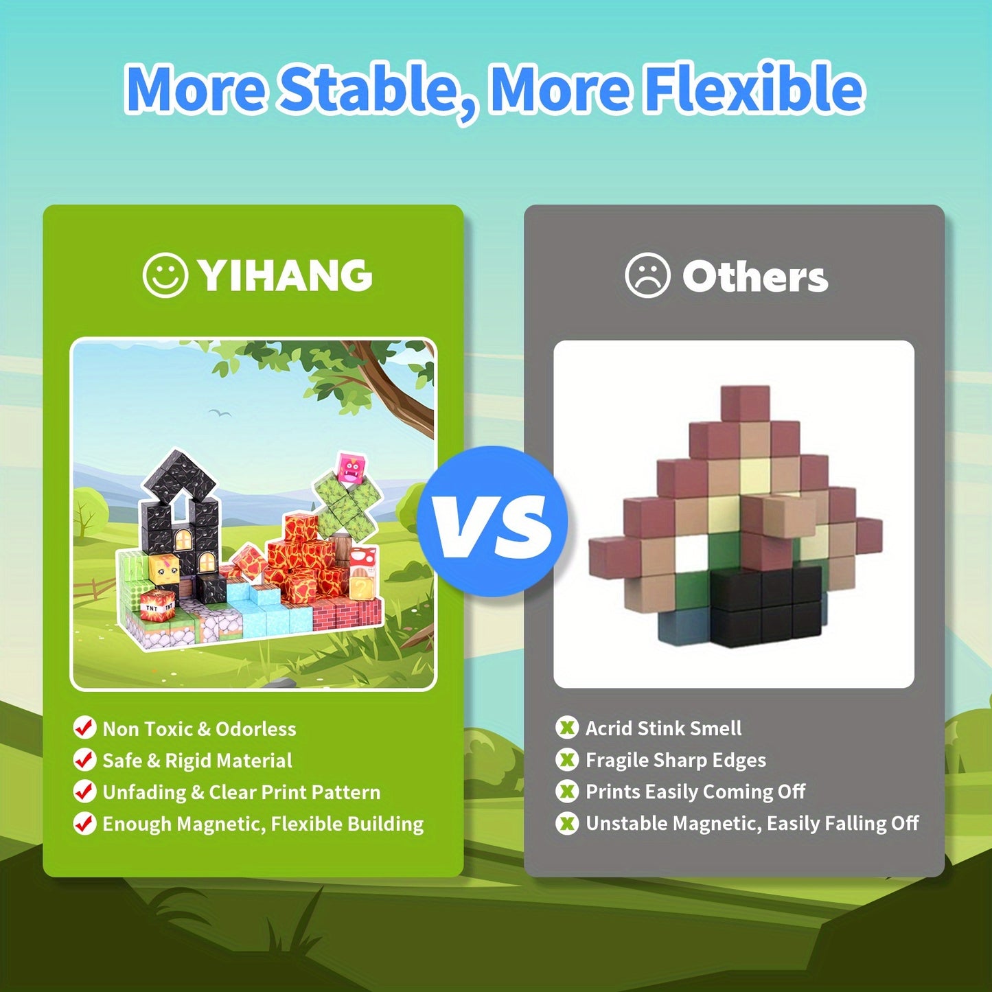 100pcs Magnetic Blocks 100pcs Magnetic Building Blocks - Creative 3D Building Toy, Fantasy Castle House Construction Set | STEM Sensory Puzzle Game