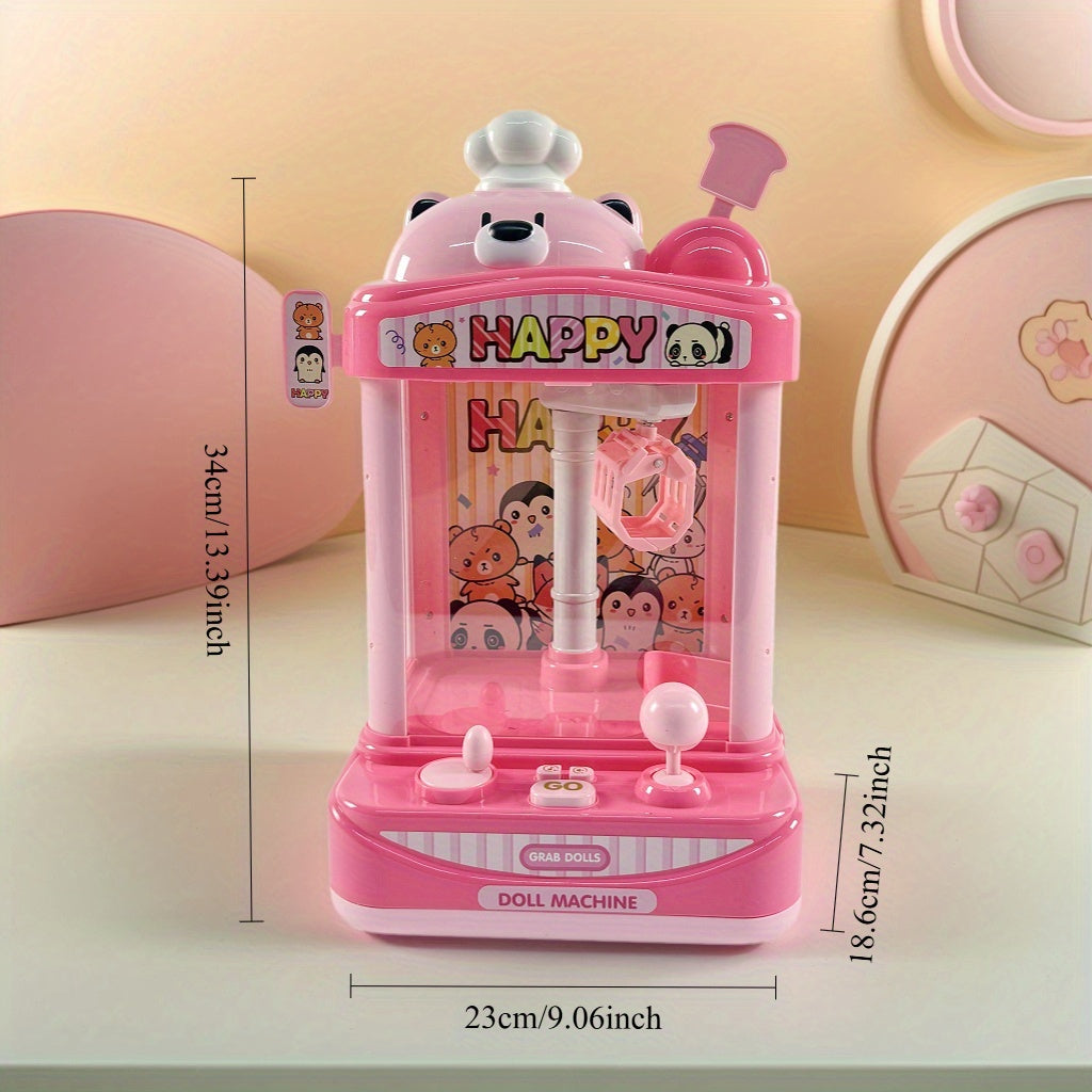 Pink Bear Youngsters Claw Machine Toy - Suitable for Kids' Playroom and Family Entertainment with 12 Colorful Balls (Random Colors) USB Powered, Tabletop Arcade