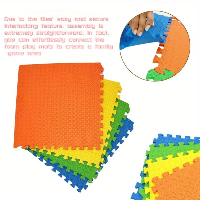12pcs Colorful EVA Foam Play Mat - Extra-Large, Shock-Absorbing, Durable Interlocking Tiles for Youngsters' Playpen, Home Gym & Outdoor Workouts | Wider Coverage,