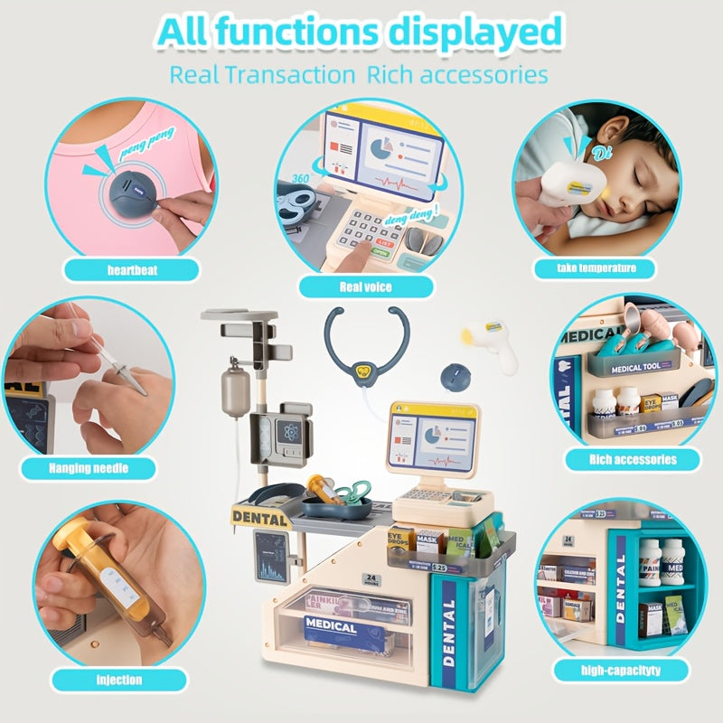 Kids' Doctor Simulation Medical Examination Table Toy, Electric Light Simulation, with Light Sound, for 3 Years Old and Above