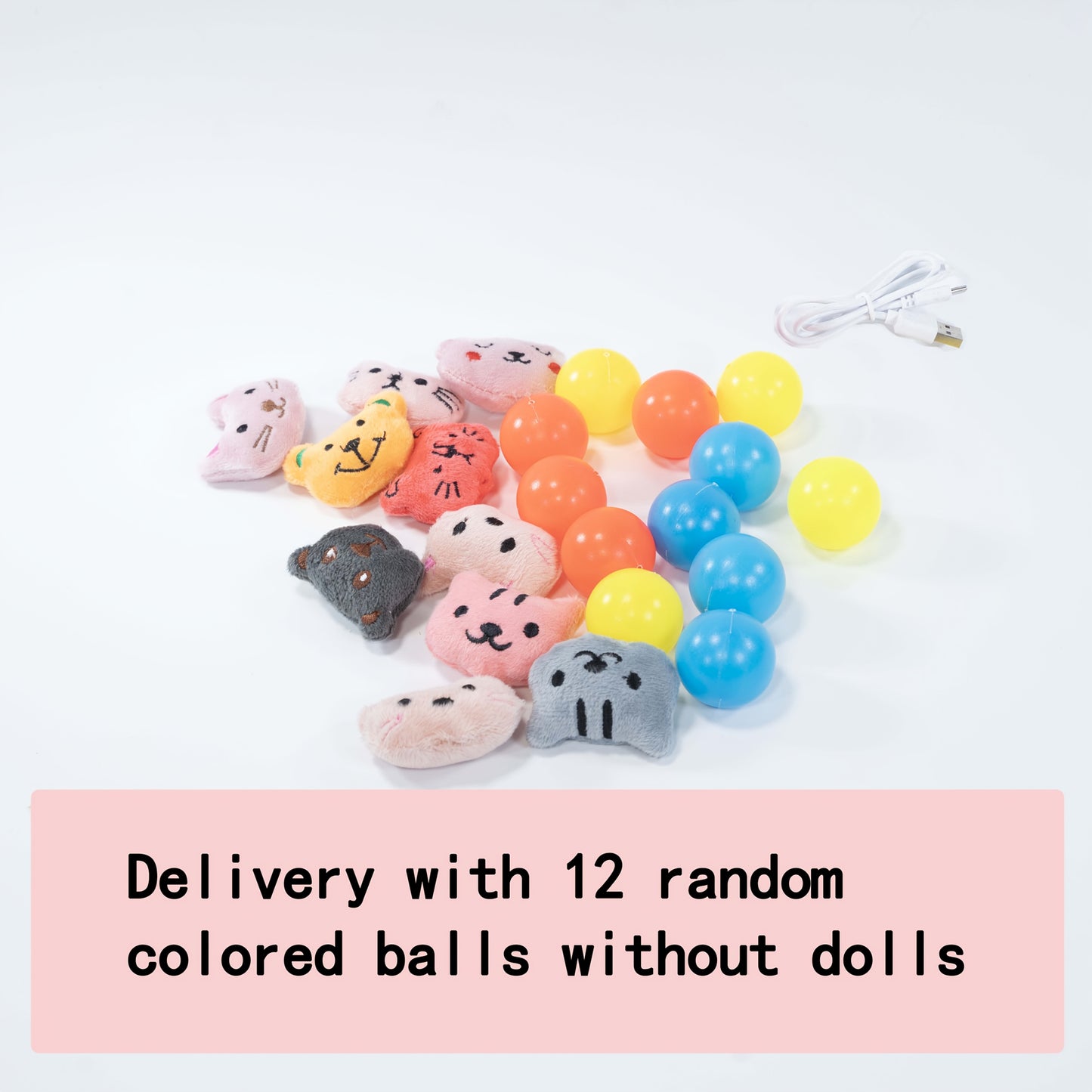 Pink Bear Youngsters Claw Machine Toy - Suitable for Kids' Playroom and Family Entertainment with 12 Colorful Balls (Random Colors) USB Powered, Tabletop Arcade