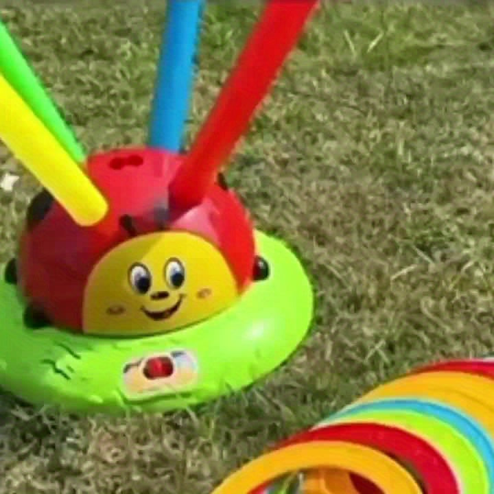 Electric Music Ring Toss Jumping Machine - Parent-Child Interactive Colorful Guppy Ball Toy with Music & Balance Training for Toddlers,