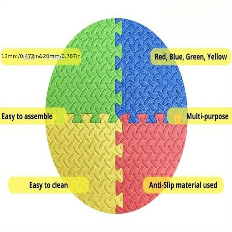 12pcs Colorful EVA Foam Play Mat - Extra-Large, Shock-Absorbing, Durable Interlocking Tiles for Youngsters' Playpen, Home Gym & Outdoor Workouts | Wider Coverage,