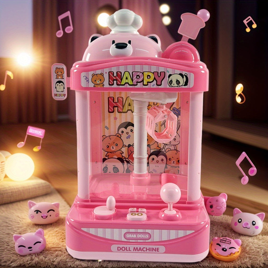 Pink Bear Youngsters Claw Machine Toy - Suitable for Kids' Playroom and Family Entertainment with 12 Colorful Balls (Random Colors) USB Powered, Tabletop Arcade