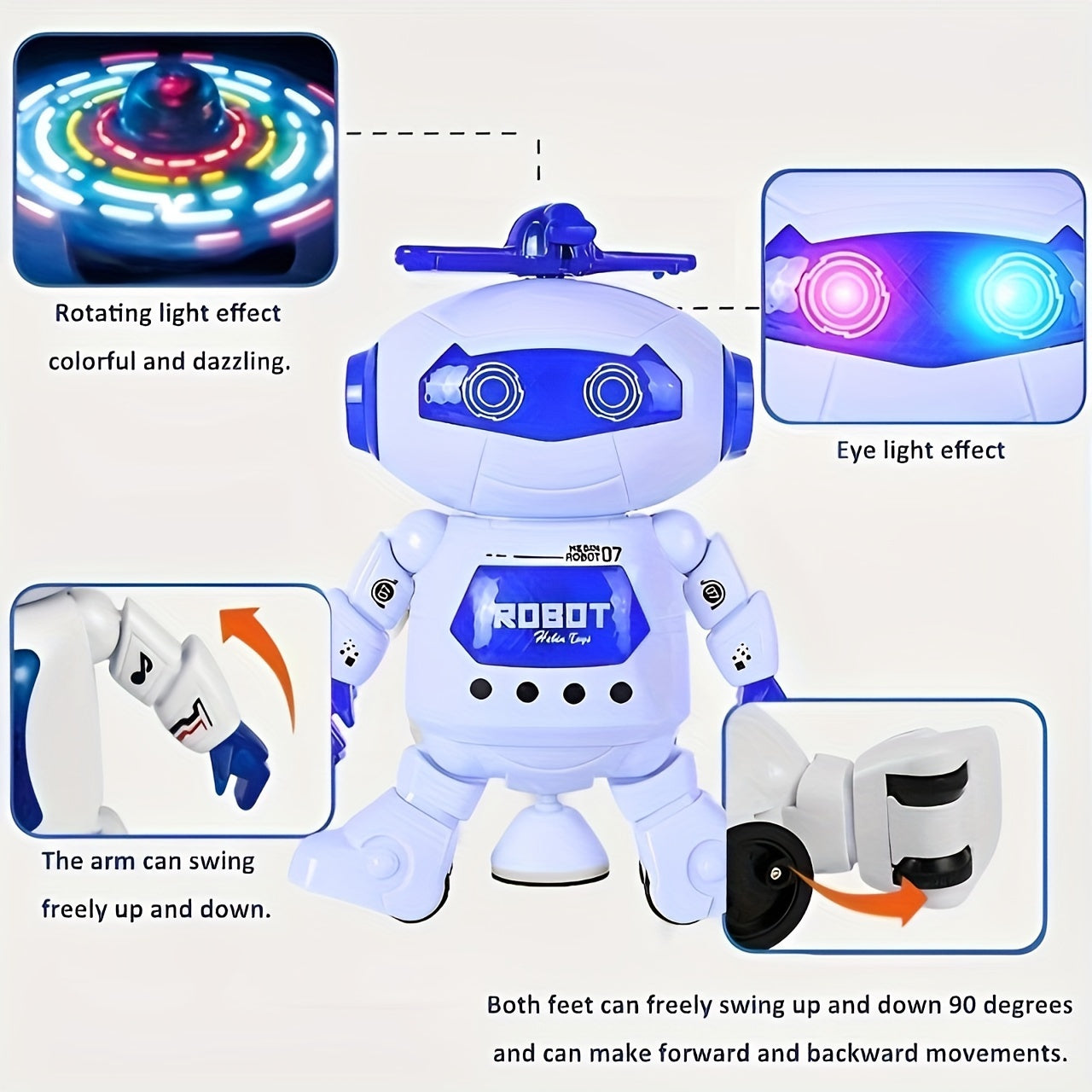 1pc Dancing Robot Toy for Kids with LED Lights and Music, 360-Degree Rotating Action, Ideal Gift for Boys and Girls,