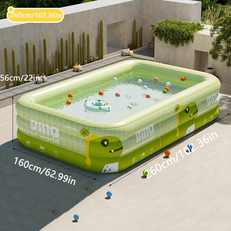 Large Dinosaur-Themed Inflatable Pool with Playground Features - Durable PVC, Foldable & Portable, Ideal for Family Water Play & Yard Pool Parties,