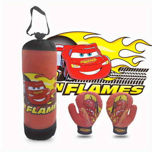 Disney Lightning Mcqueen Boxing Bag Toy Set with Gloves, a Cool