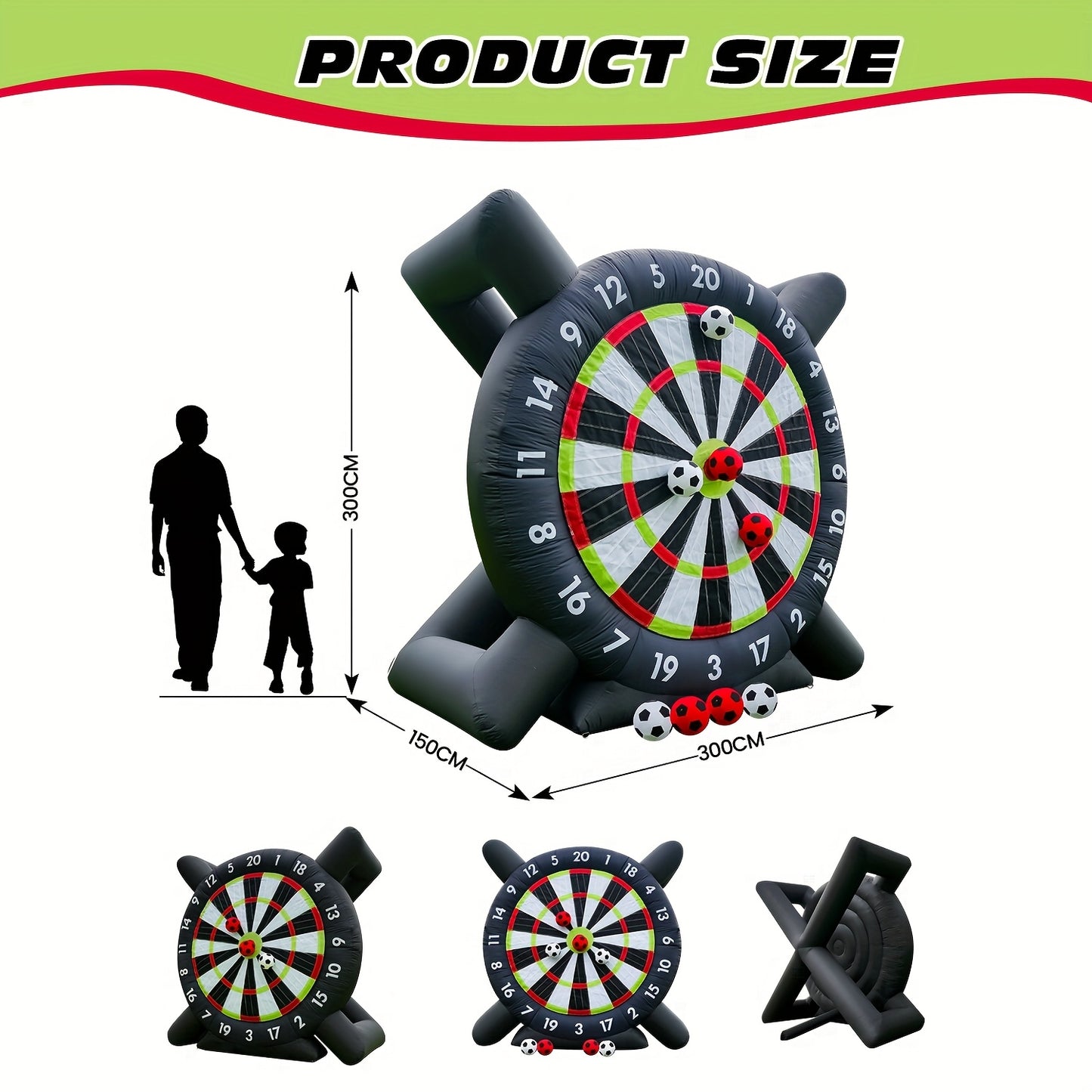 10ft Giant Inflatable Game Dart Board with 8pcs Ball & Air Pump - Outdoor Inflatable Soccer Darts Board for Adult & Kid - Soccer Sport Kick Dartboard,