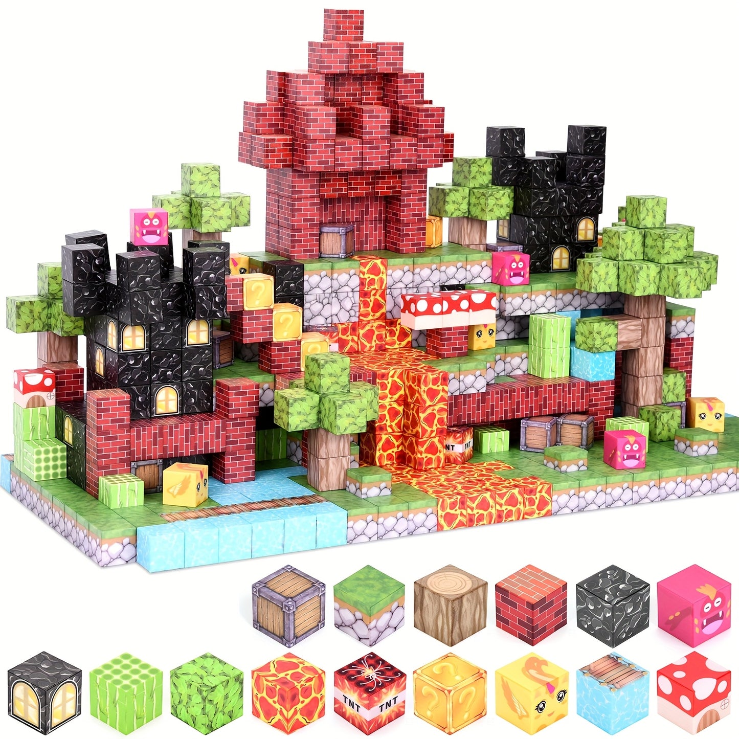 100pcs Magnetic Blocks 100pcs Magnetic Building Blocks - Creative 3D Building Toy, Fantasy Castle House Construction Set | STEM Sensory Puzzle Game