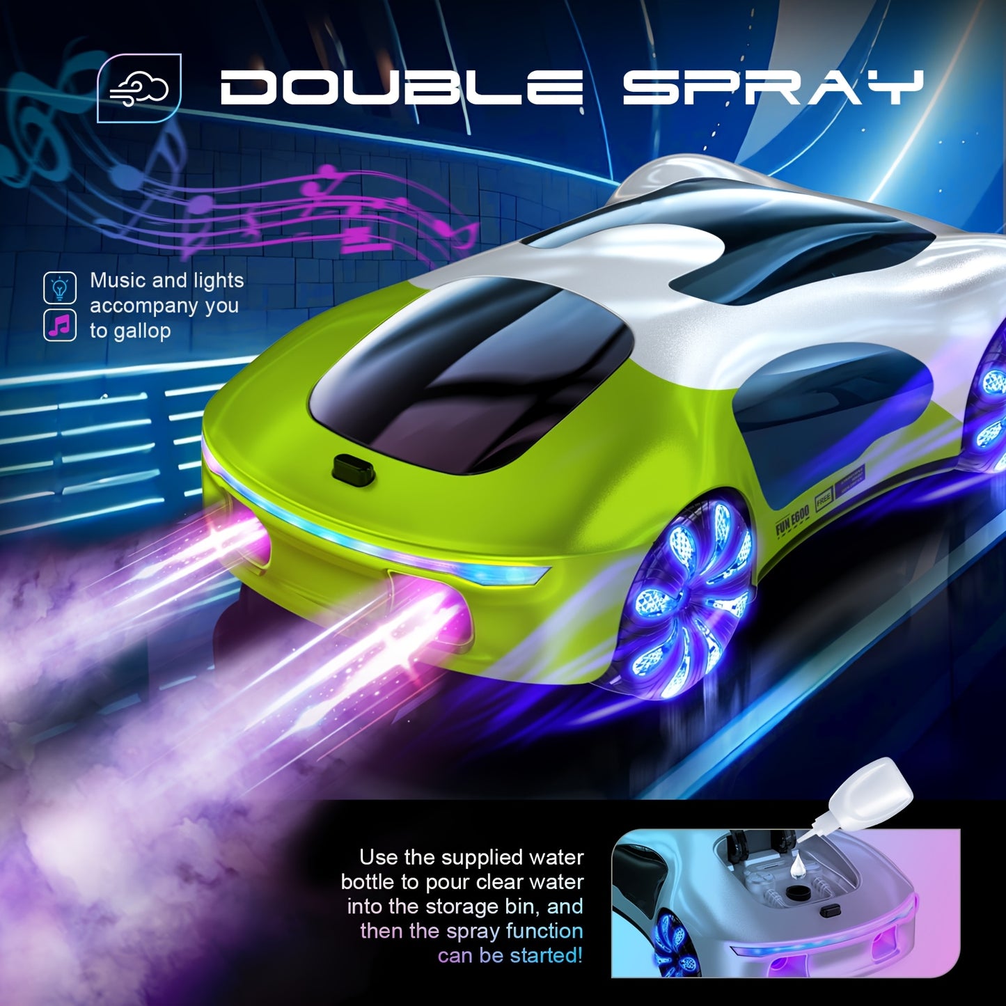 2.4GHz Wireless Gesture Control Drift Car with LED Lights & Music, 360° Rotating & Lateral Drift, USB Rechargeable Battery-Powered Remote Control Toy Car for Boys &