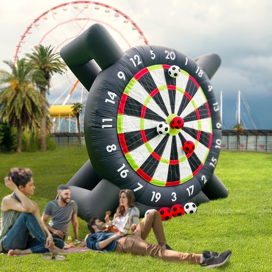 10ft Giant Inflatable Game Dart Board with 8pcs Ball & Air Pump - Outdoor Inflatable Soccer Darts Board for Adult & Kid - Soccer Sport Kick Dartboard,