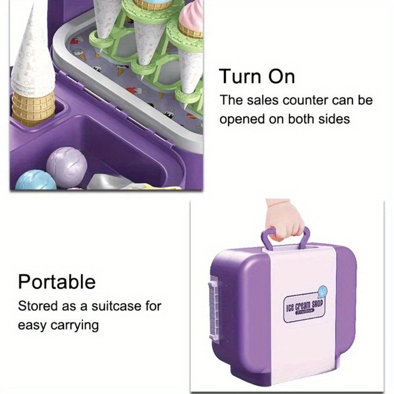 Ice Cream Toys Portable Storage Case Pretend Play House game,Ice Cream Shop Food Toys