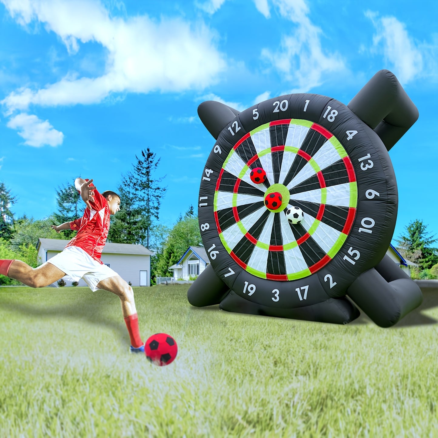 10ft Giant Inflatable Game Dart Board with 8pcs Ball & Air Pump - Outdoor Inflatable Soccer Darts Board for Adult & Kid - Soccer Sport Kick Dartboard,
