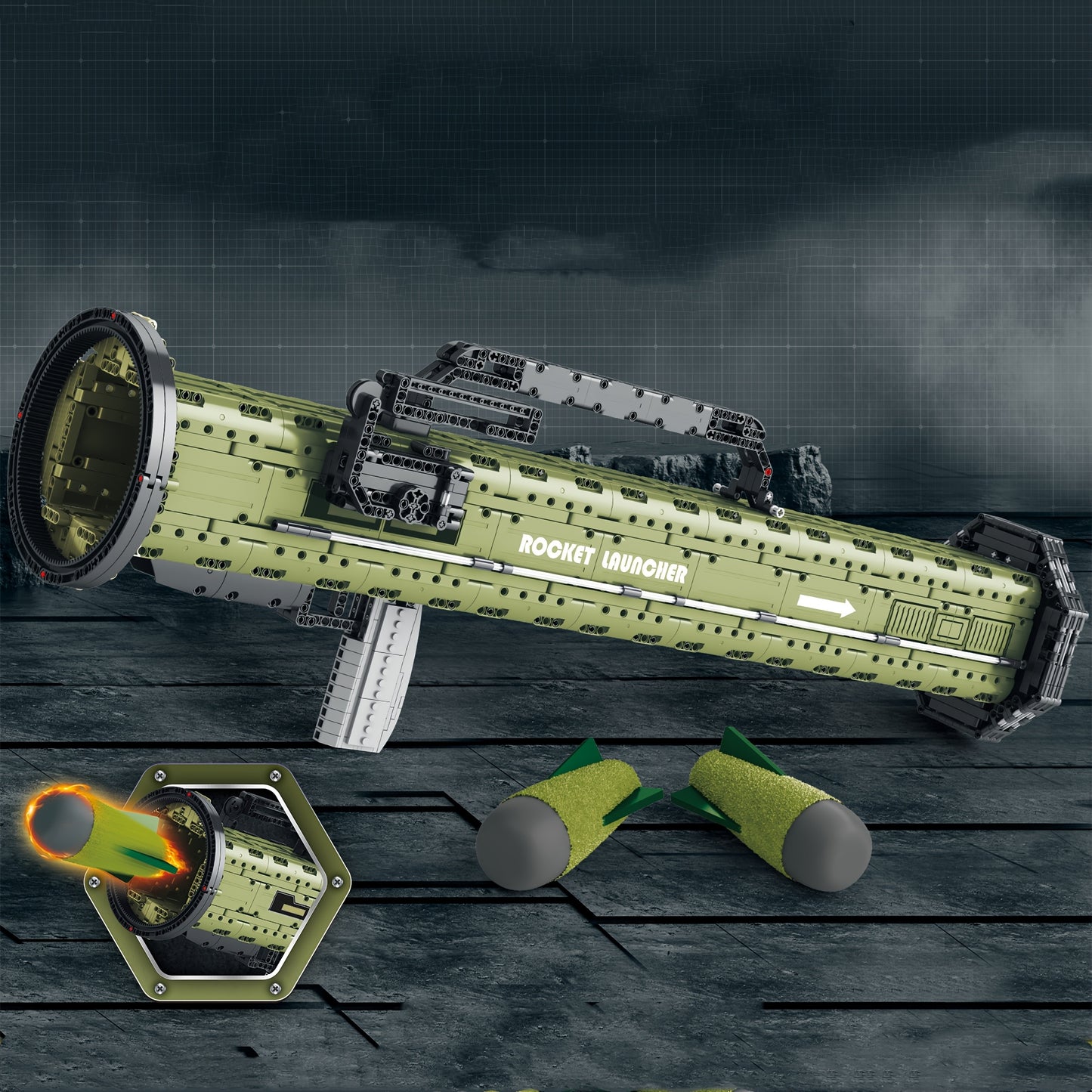 MOCK Building Block Gun Can Fire AT4 Rocket Launcher 1748 Particles Adult Technology Mechanical Series Assembly Building Blocks
