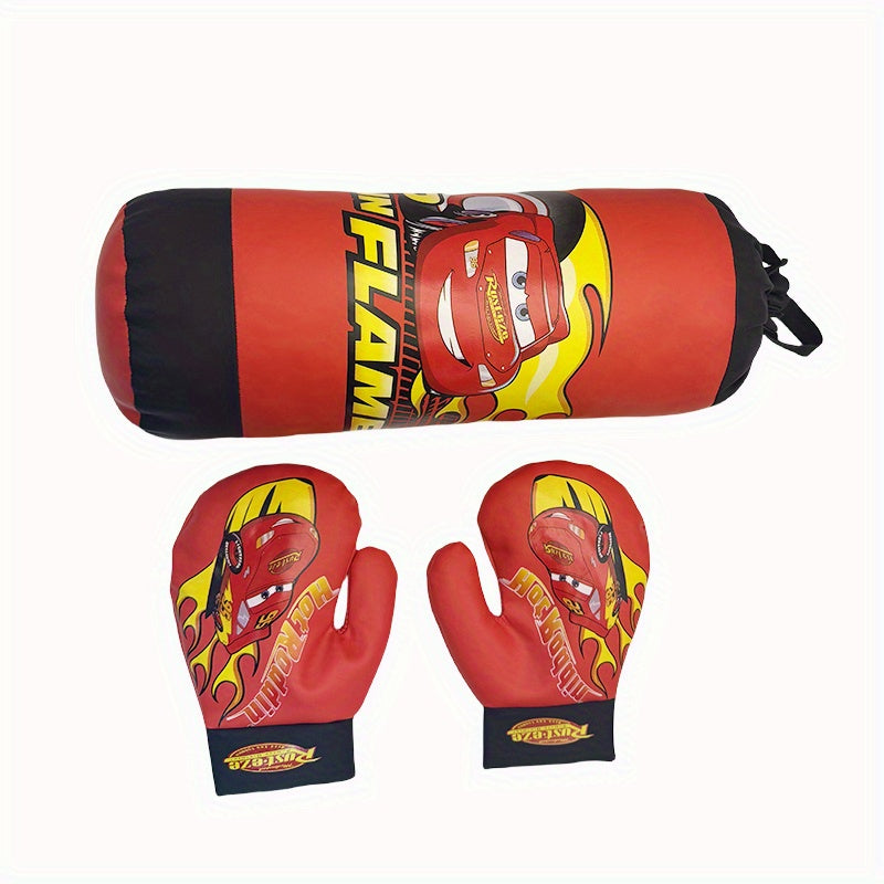 Disney Lightning Mcqueen Boxing Bag Toy Set with Gloves, a Cool