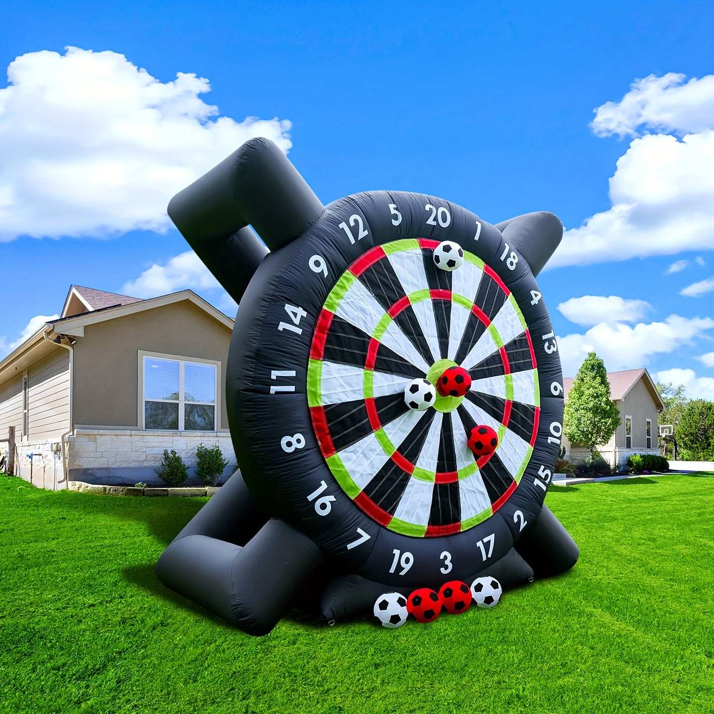 10ft Giant Inflatable Game Dart Board with 8pcs Ball & Air Pump - Outdoor Inflatable Soccer Darts Board for Adult & Kid - Soccer Sport Kick Dartboard,