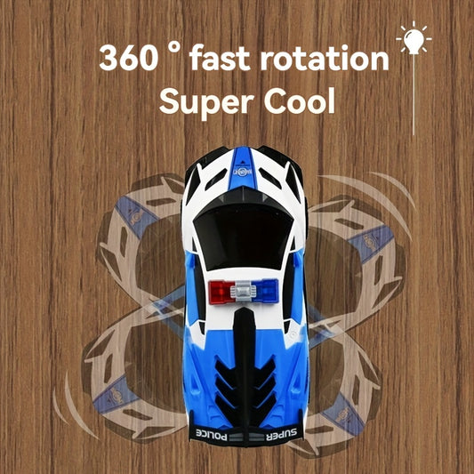 Rotating Police Car Toy, 360°, Blue, with Music and Cool Light, Mixed Color, Plastic, Battery Not Included, for Kids