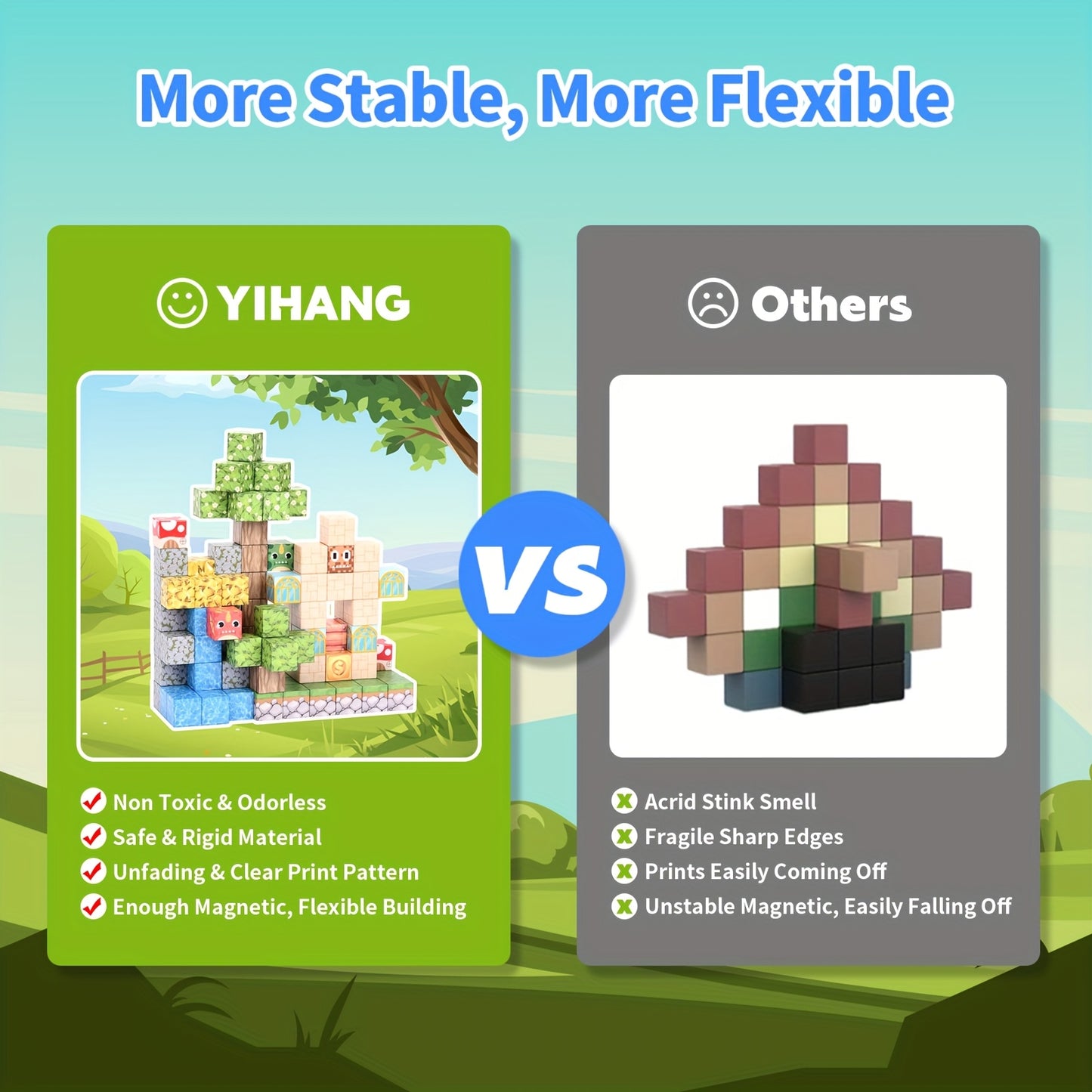 100 Magnetic Puzzle Bricks - Ranch Theme 3D Puzzle, Sensory Training Early Learning Toy, Halloween\u002FEaster Gift,