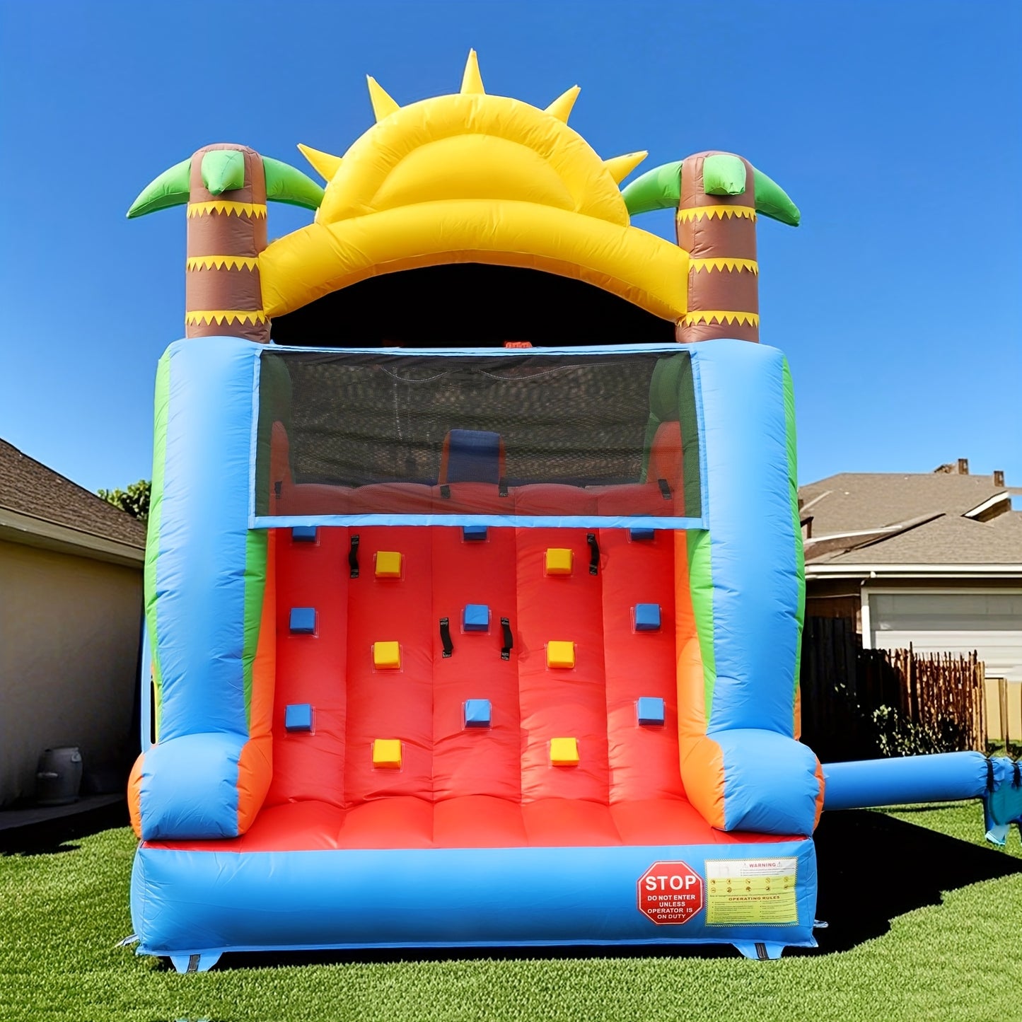 Summer Fun Inflatable Water Silde For Kids Adults, Double Slide With Big Sprinkler Pool, Climbing Wall
