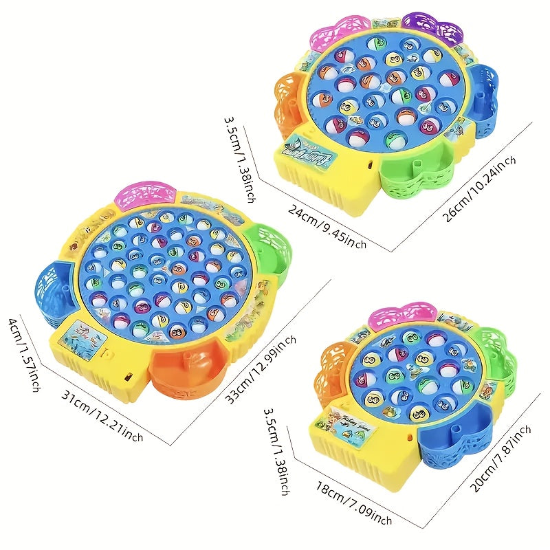 Interactive Fishing Game 45pcs Interactive Electric Fishing Game Toy | Educational & Musical Rotating Puzzle with Colorful Fish & Fishing Rod, Durable PC Material,