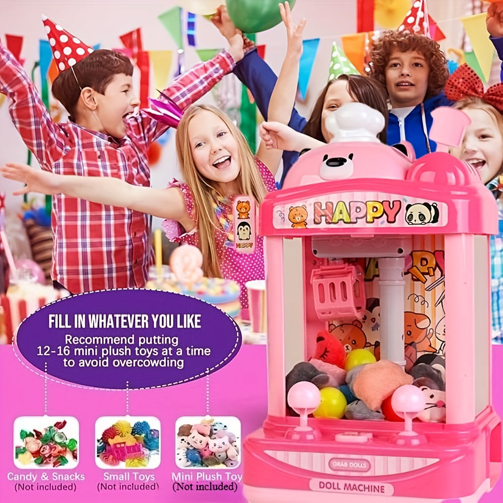 Pink Bear Youngsters Claw Machine Toy - Suitable for Kids' Playroom and Family Entertainment with 12 Colorful Balls (Random Colors) USB Powered, Tabletop Arcade