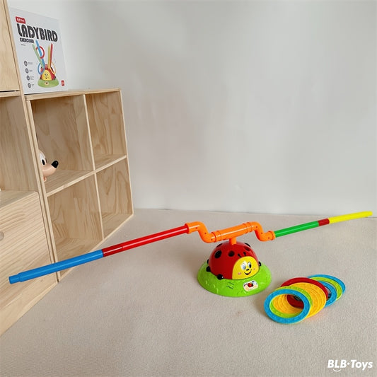 Electric Music Ring Toss Jumping Machine - Parent-Child Interactive Colorful Guppy Ball Toy with Music & Balance Training for Toddlers,