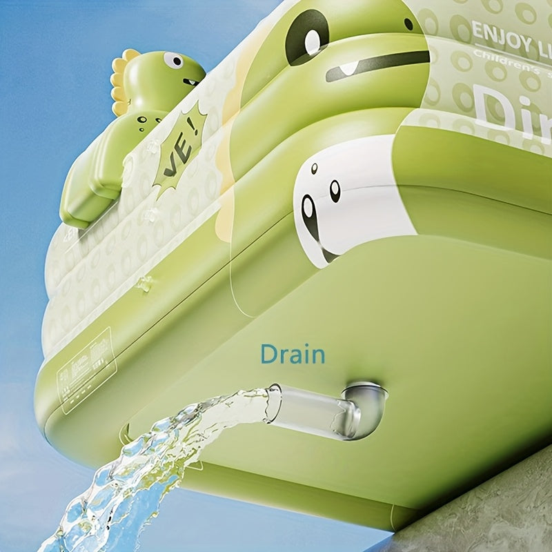 Large Dinosaur-Themed Inflatable Pool with Playground Features - Durable PVC, Foldable & Portable, Ideal for Family Water Play & Yard Pool Parties,