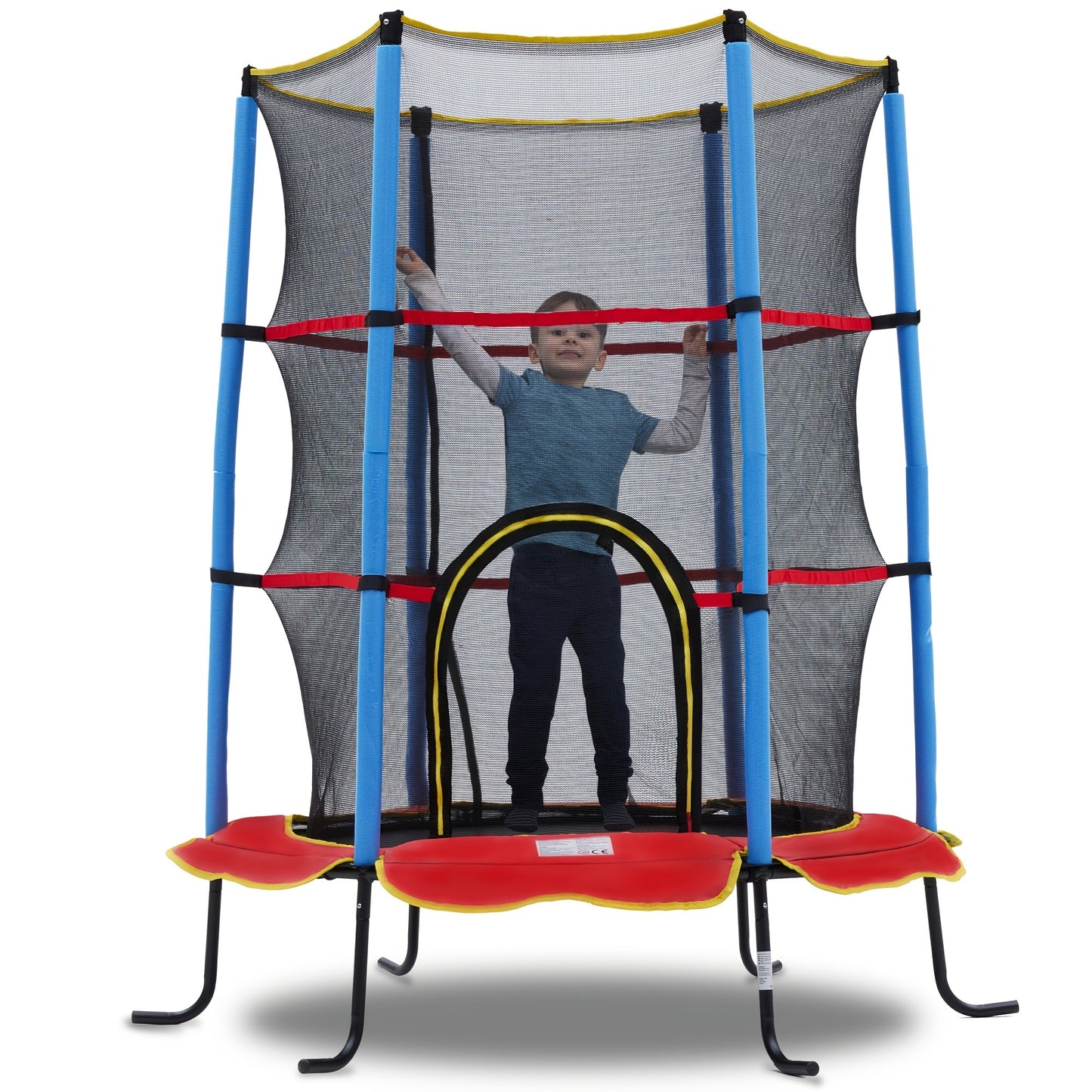 55 Inch Mini Trampoline for Kids with Enclosure - Indoor Trampoline for Toddlers with Protective Net and Safety Pad - Double-Sided Zipper