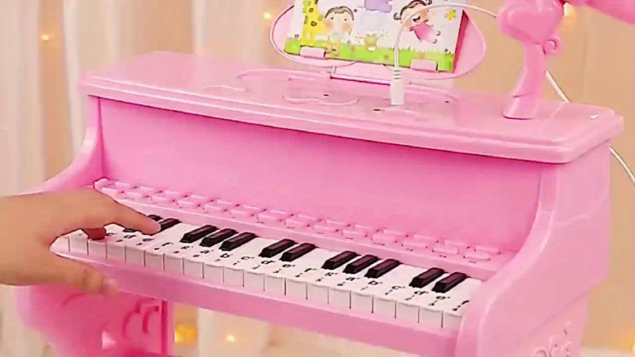1pc Pink Electronic Piano for Youngsters, Multifunctional Musical Instrument with Microphone, Battery Powered ABS Material, Ideal Gift for Boys and Girls