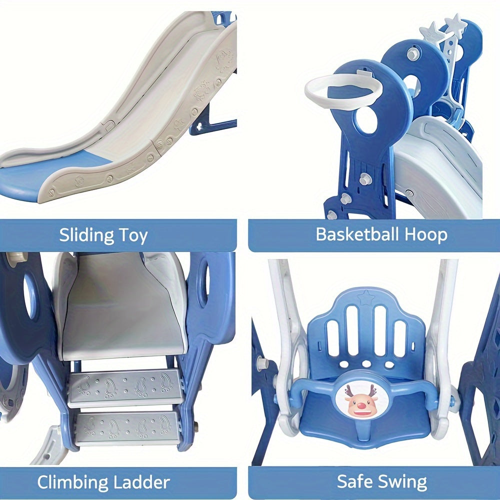 4 In 1 Kids Swing And Slide, Indoor Outdoor Playground For Children Baby Swing Set With Slide