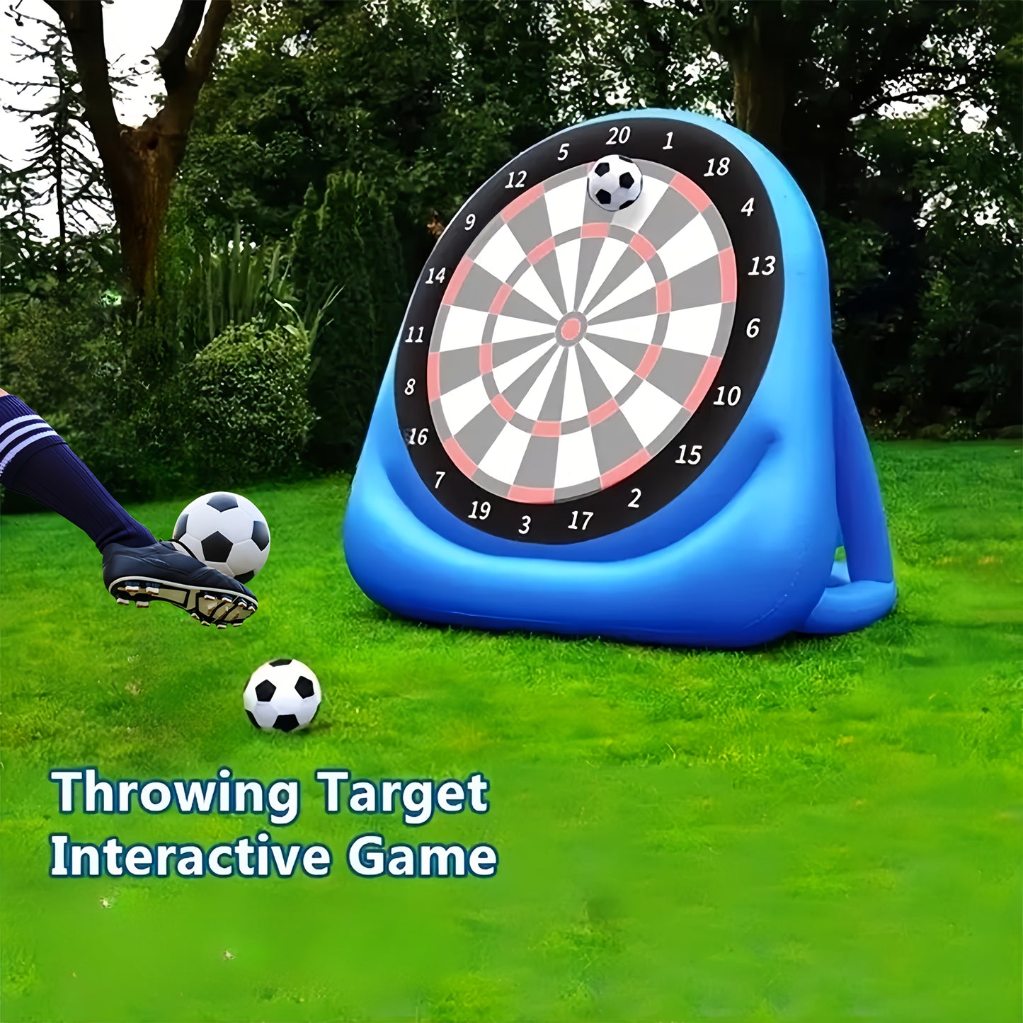 2025 Summer Sports & Outdoor Essentials - 1pc Inflatable Soccer Darts Board with 2 Footballs | Large Outdoor Kick Darts Target | Backyard Game for Adults & Indoor Fun