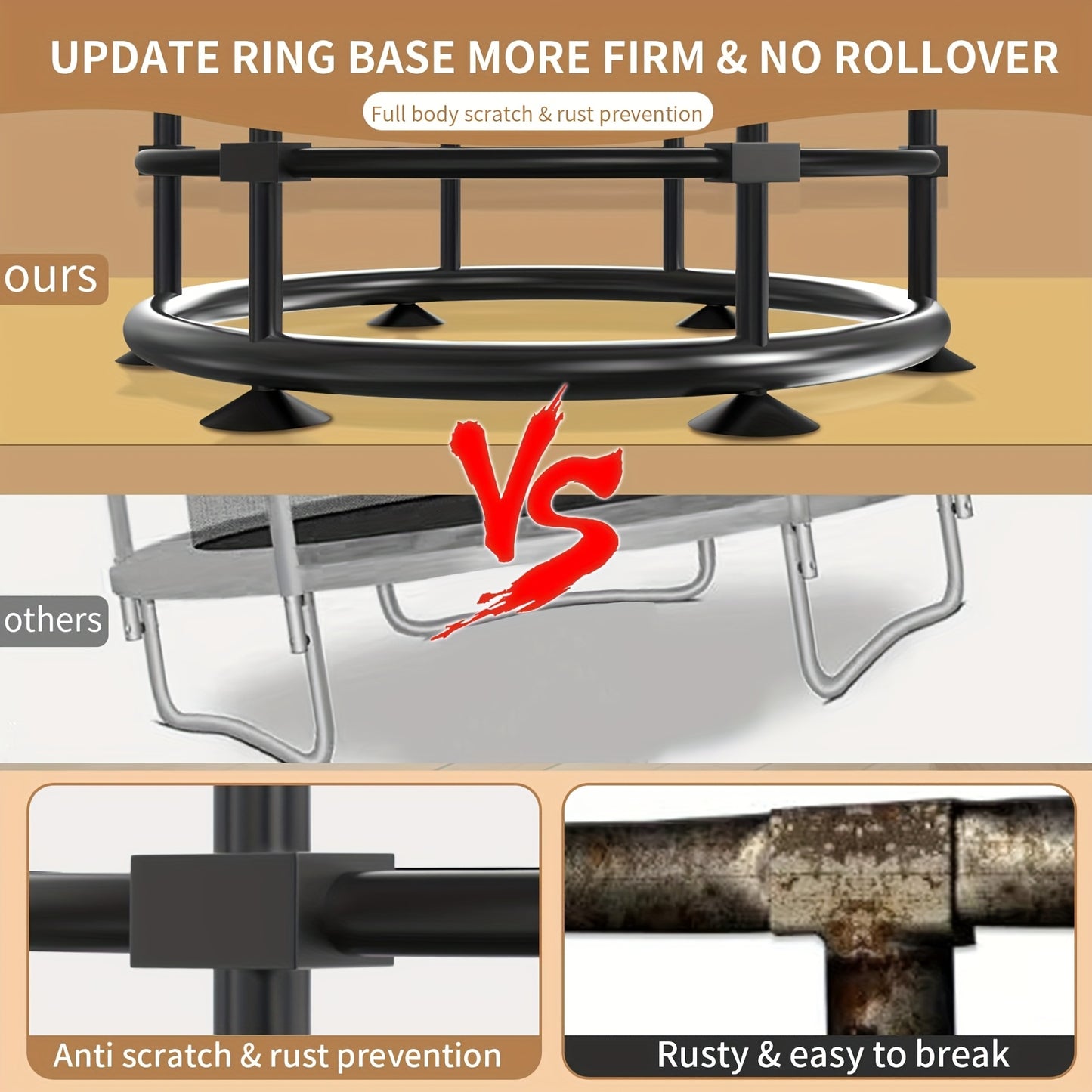 Adjustable 440lbs Capacity Indoor\u002FOutdoor Trampoline with Mesh Backrest and Safety Features, Stainless Steel Frame - Ideal for Sports Activities and Home Use