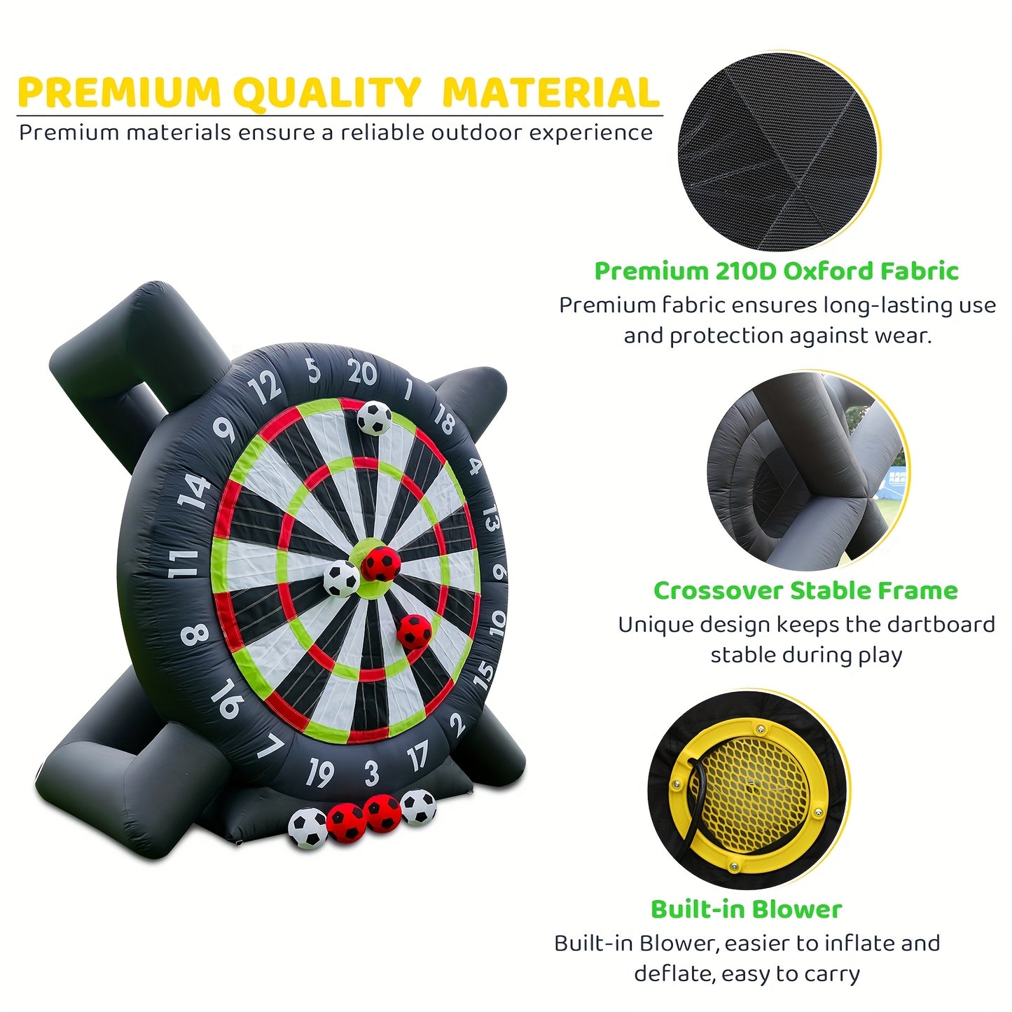 10ft Giant Inflatable Game Dart Board with 8pcs Ball & Air Pump - Outdoor Inflatable Soccer Darts Board for Adult & Kid - Soccer Sport Kick Dartboard,