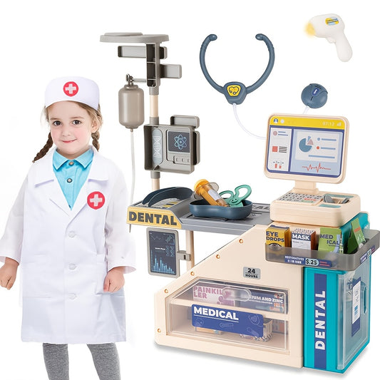 Kids' Doctor Simulation Medical Examination Table Toy, Electric Light Simulation, with Light Sound, for 3 Years Old and Above