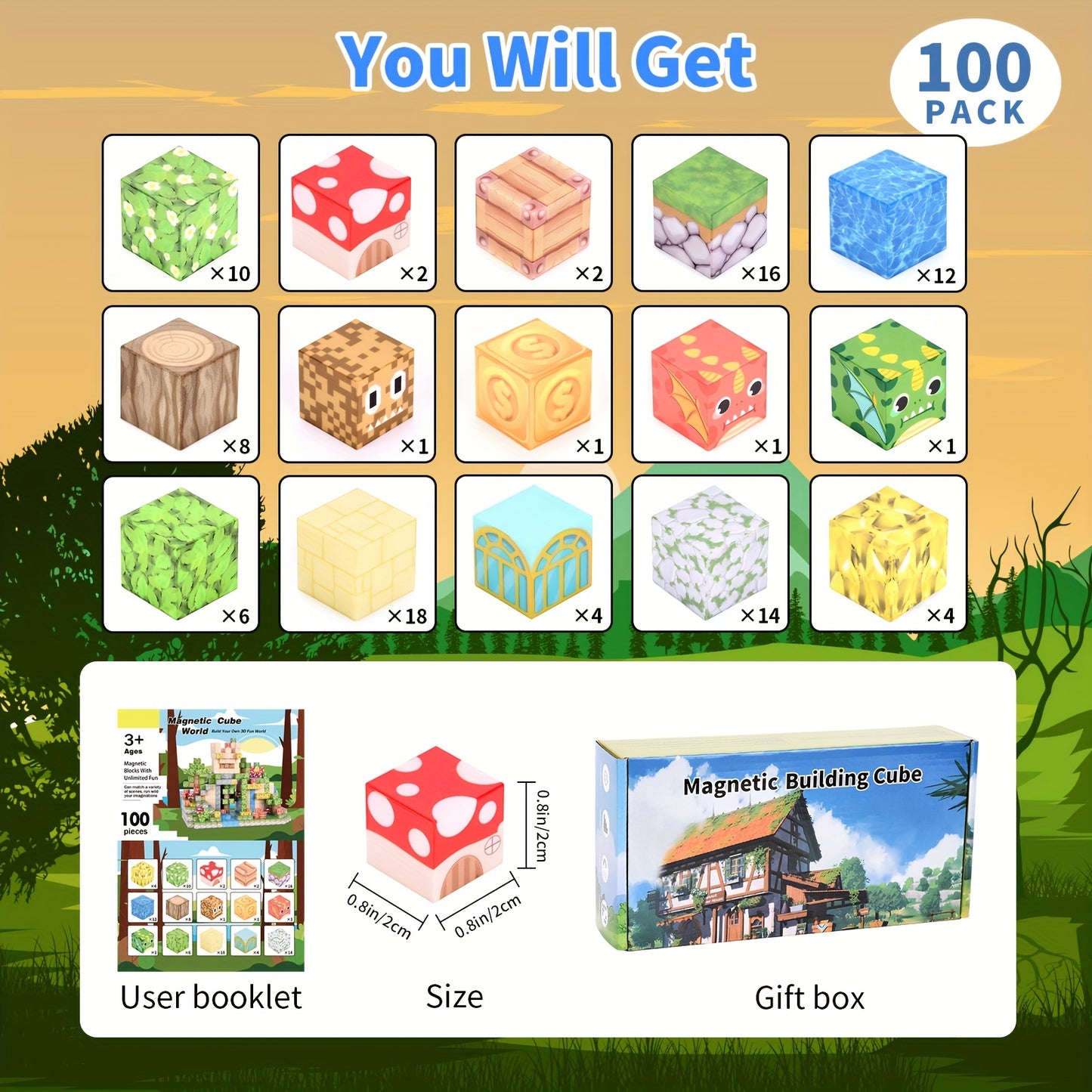100 Magnetic Puzzle Bricks - Ranch Theme 3D Puzzle, Sensory Training Early Learning Toy, Halloween\u002FEaster Gift,