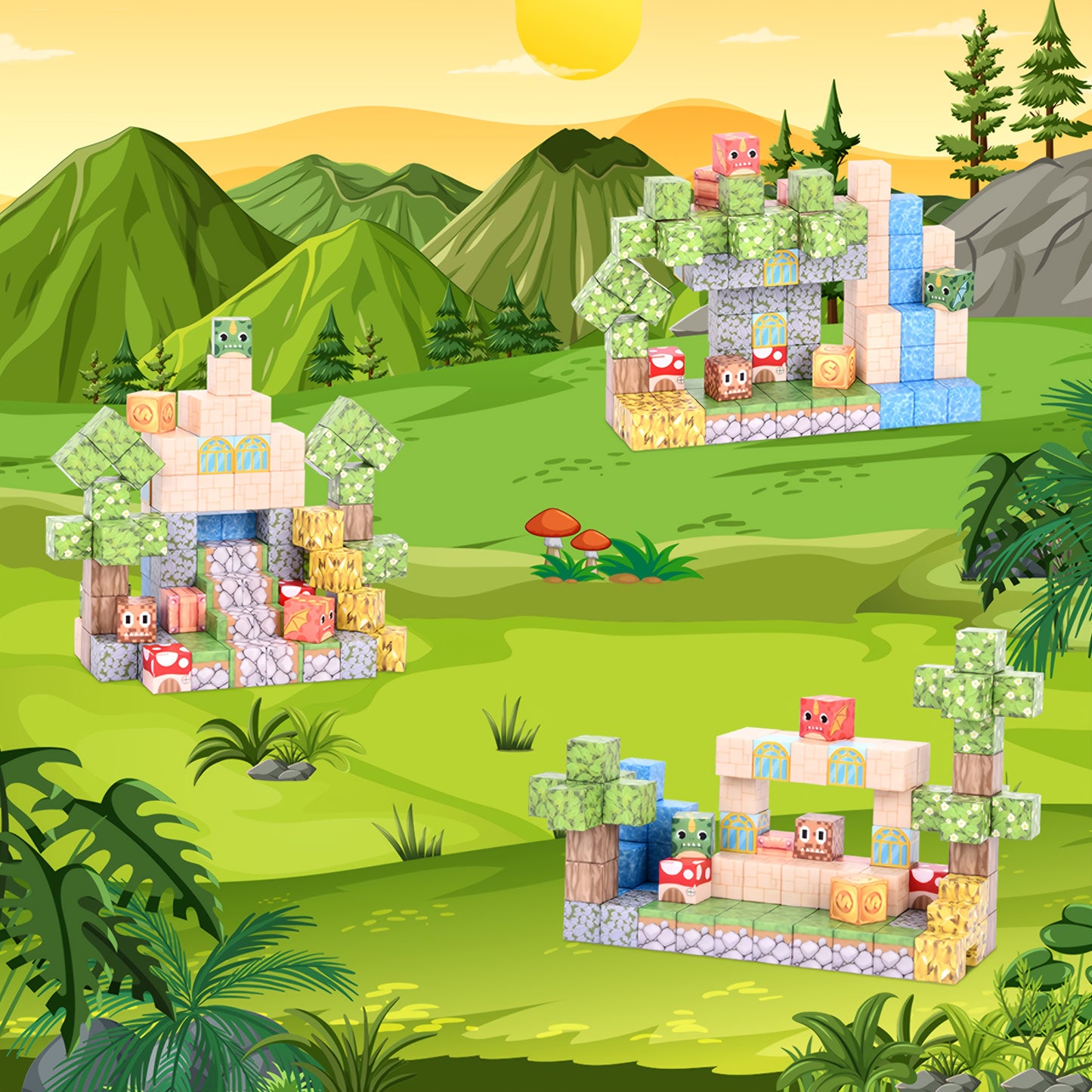 100 Magnetic Puzzle Bricks - Ranch Theme 3D Puzzle, Sensory Training Early Learning Toy, Halloween\u002FEaster Gift,
