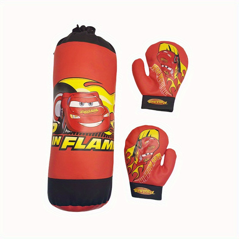 Disney Lightning Mcqueen Boxing Bag Toy Set with Gloves, a Cool