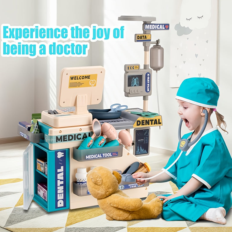 Kids' Doctor Simulation Medical Examination Table Toy, Electric Light Simulation, with Light Sound, for 3 Years Old and Above