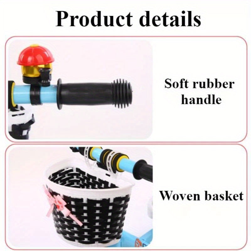 Children's Double Tricycle with Passenger Seat and Storage Basket, Non-Slip Pedal Bike for